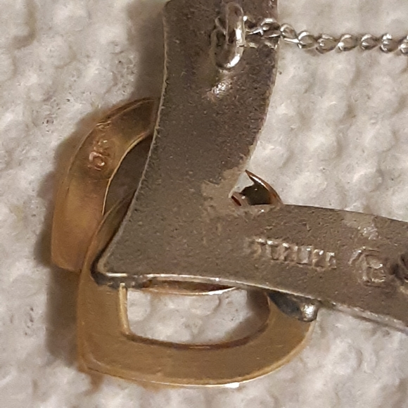 Vintage Sterling and 10K Heart Necklace - Picture 3 of 13